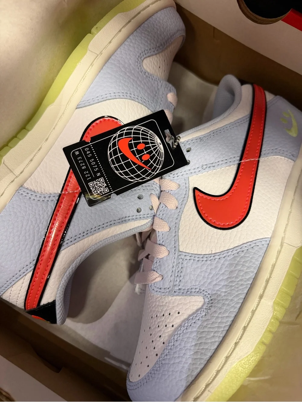 Nike Dunk Low BG- Light Blue, White & Red Swoosh